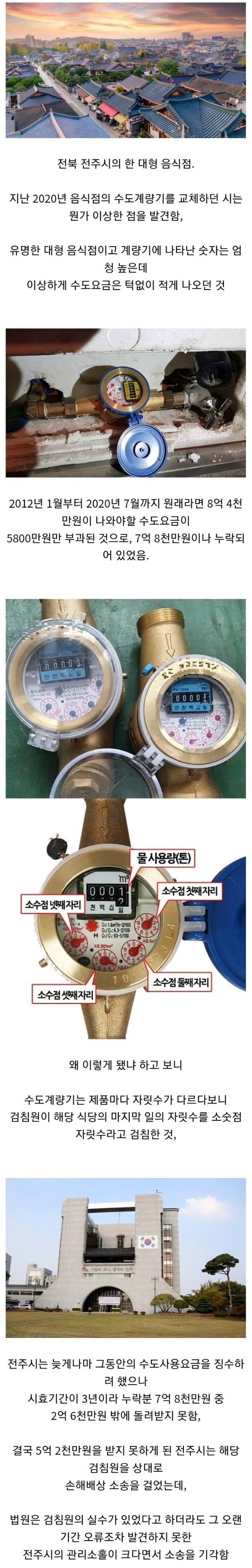 전주시 전설의 수도요금 누락 사건